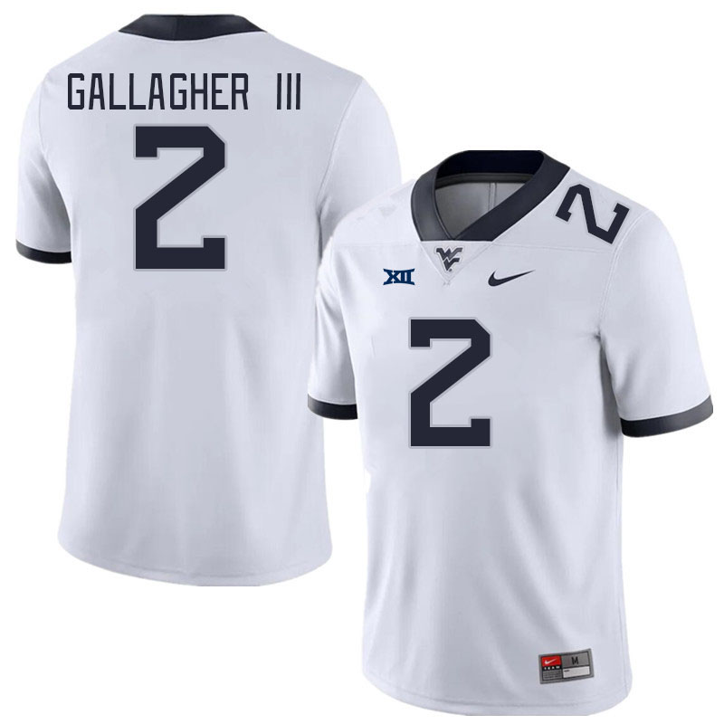 Men #2 Rodney Gallagher III West Virginia Mountaineers College Football Jerseys Stitched Sale-White